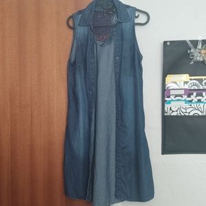Denim long vest